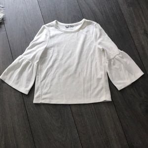 Never Worn! Zara White Cotton Top with fun sleeves